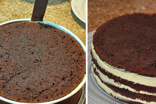 1. Этап. Шоколадный торт с заварным кремом: Спустя положенное время достаем торт из холодильника и формы, можно теперь его украсить.