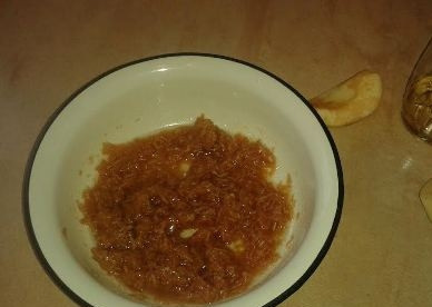 1. Этап. Постное яблочное печенье: И перемешиваем все вместе до однородности.