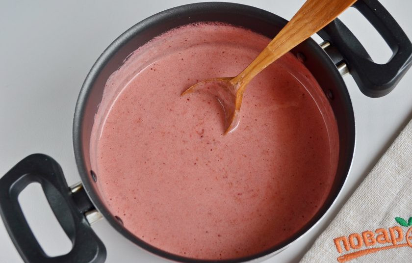 1. Этап. Десерт Клубничные облака: 5. Теперь полностью остудите массу.