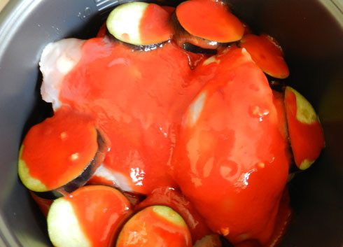 1. Этап. Курица с баклажанами в мультиварке: Выставляем режим 