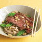 Asian Noodle Bowls with Steak and Snow Peas