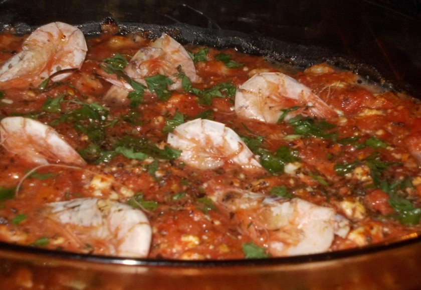 1. Этап. Креветки, запеченные под соусом: 10. Отправляю креветки в разогретый до 170-180 градусов духовой шкаф на 30 минут.