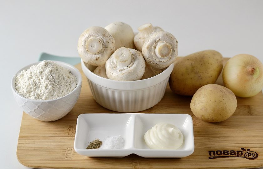 1. Этап. Запеканка с грибами: Подготовьте все ингредиенты.