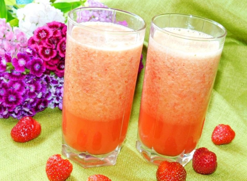 1. Этап. Клубнично-апельсиновый коктейль с имбирем: Приятного аппетита!
