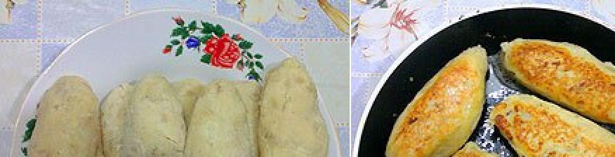 1. Этап. Картофельные зразы с сосиской: Формируем зразы, обмакиваем их в муку и жарим на растительном масле до красивого румяного цвета. Обжаривать с двух сторон.