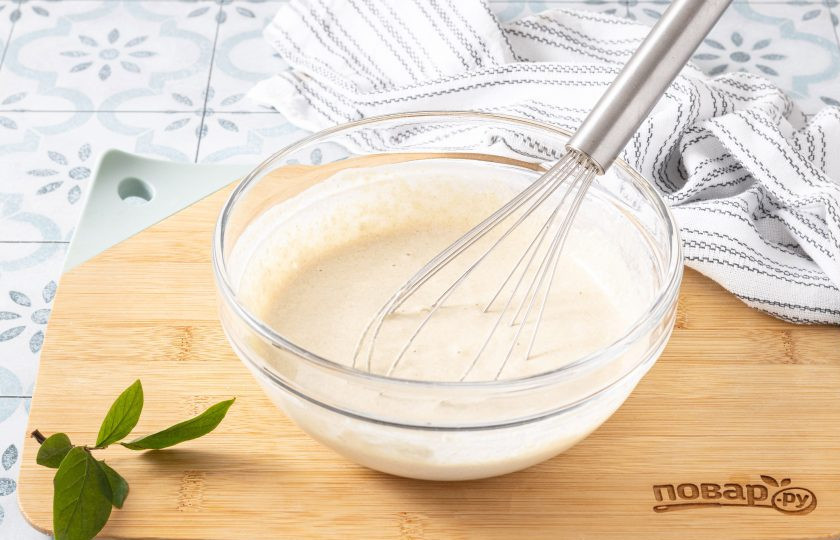 1. Этап. Постные оладьи из киноа: Перемешайте все до однородной консистенции без комочков.