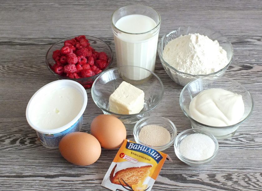 1. Этап. Синнабоны с малиной: Подготовьте необходимые ингредиенты.