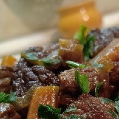 1. Этап. Жарено-тушеное мясо: *