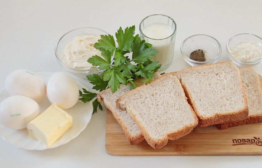 1. Этап. Тосты с яйцами Приятный завтрак: Подготовьте все ингредиенты.