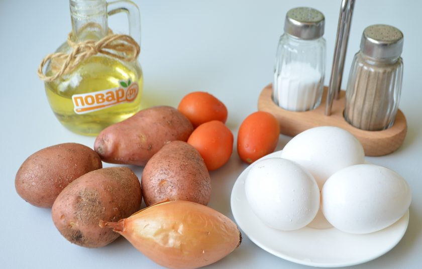 1. Этап. Деревенская яичница: 1. Подготовьте продукты, приступим!