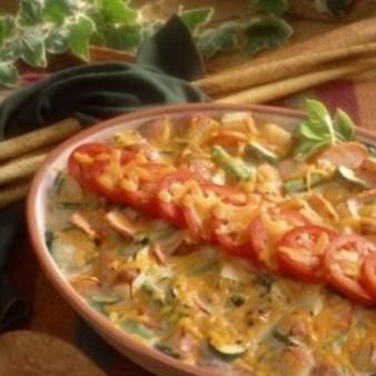 Овощная запеканка с фаршем