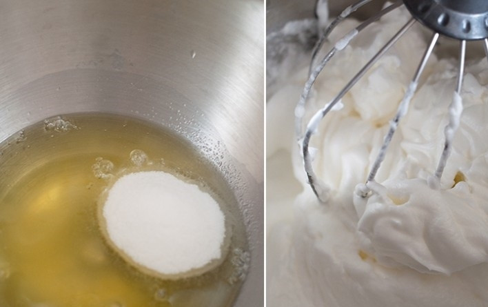 1. Этап. Заварной кулич: 9. Отдельно с оставшимся сахаром взбейте белки.