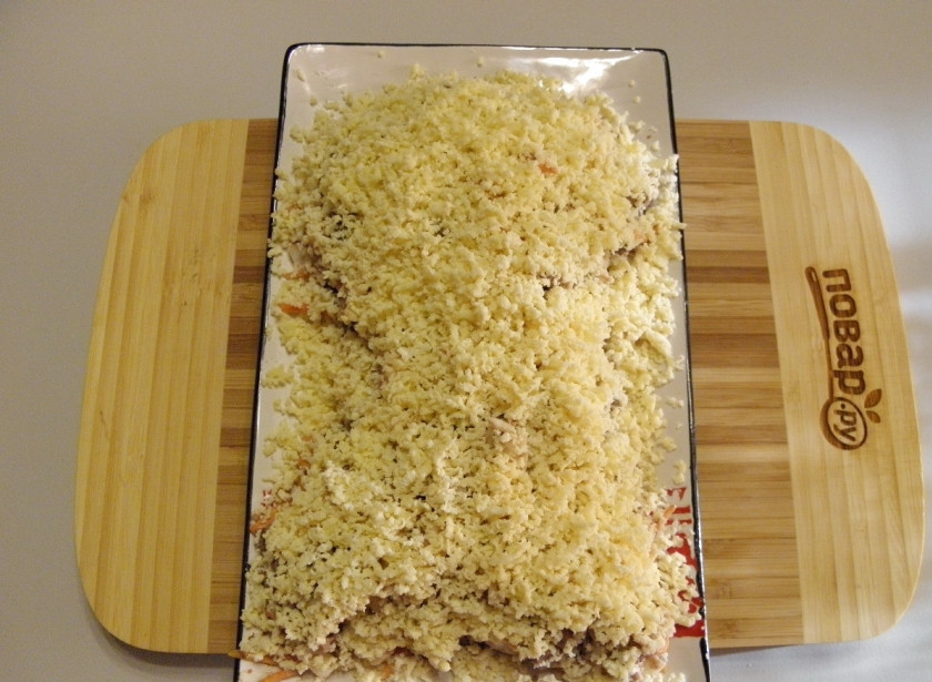 1. Этап. Салат Петушок с корейской морковкой: 