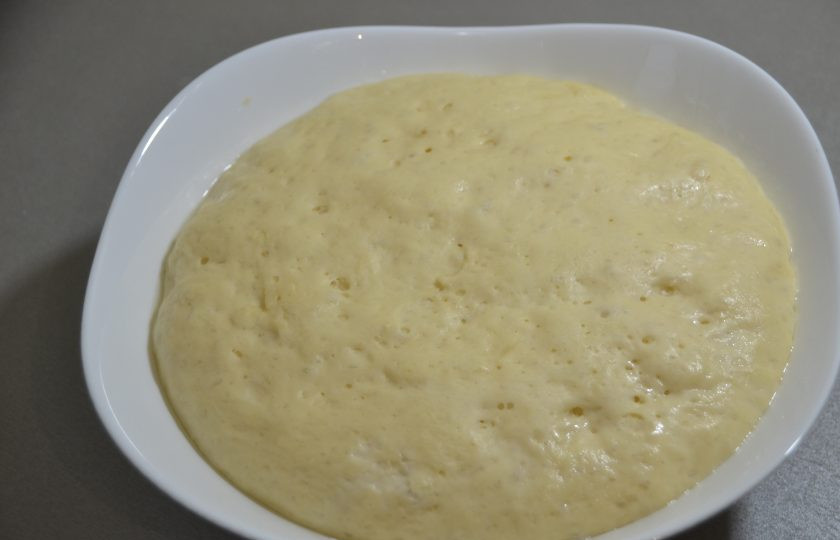 1. Этап. Чувашская хупла: Тесто увеличилось в объеме в 2 раза.