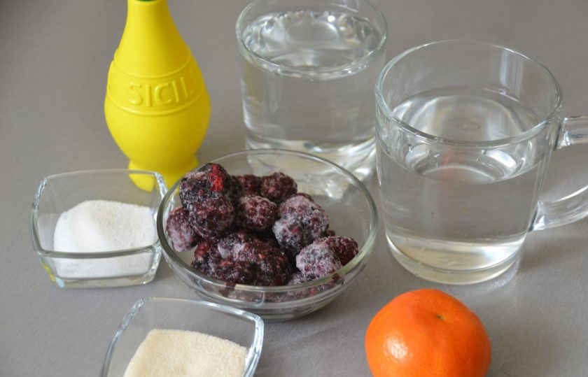 1. Этап. Прозрачное желе: Подготовьте ингредиенты.