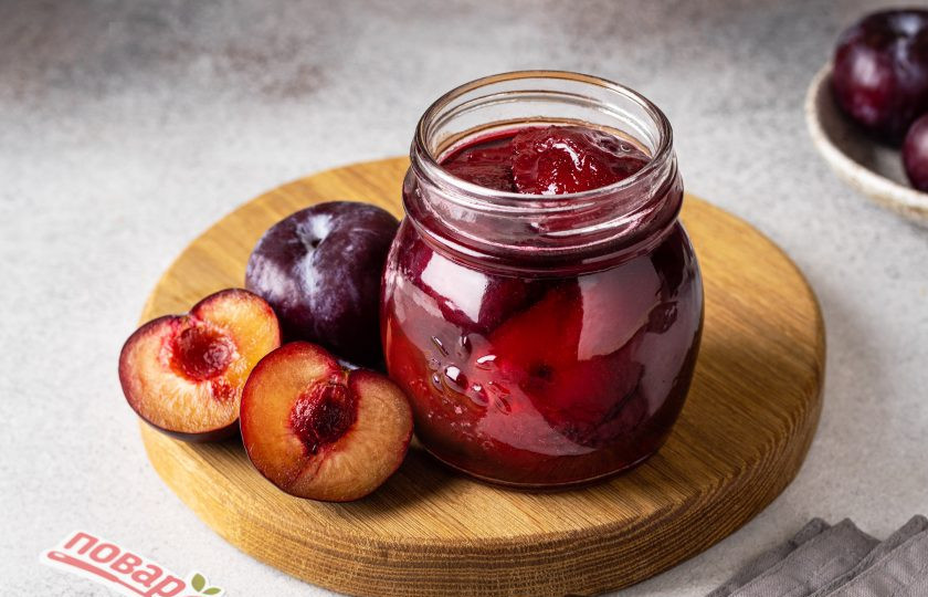 1. Этап. Варенье из красной сливы с косточками: Варенье из красной сливы с косточками готово, приятного вам аппетита!