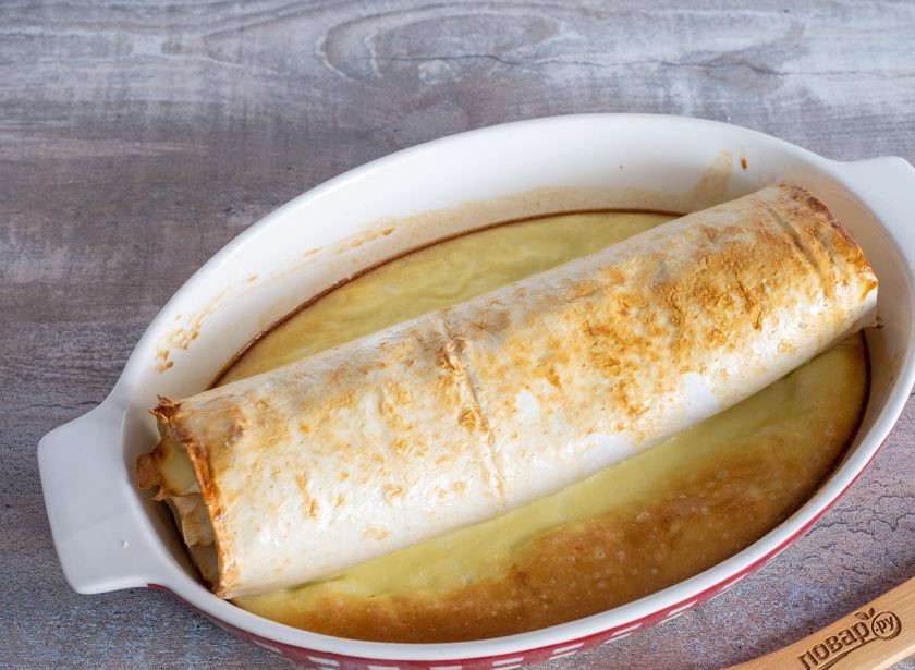 1. Этап. Лаваш с фаршем и грибами: Запекайте 20-25 минут при температуре 180 градусов.