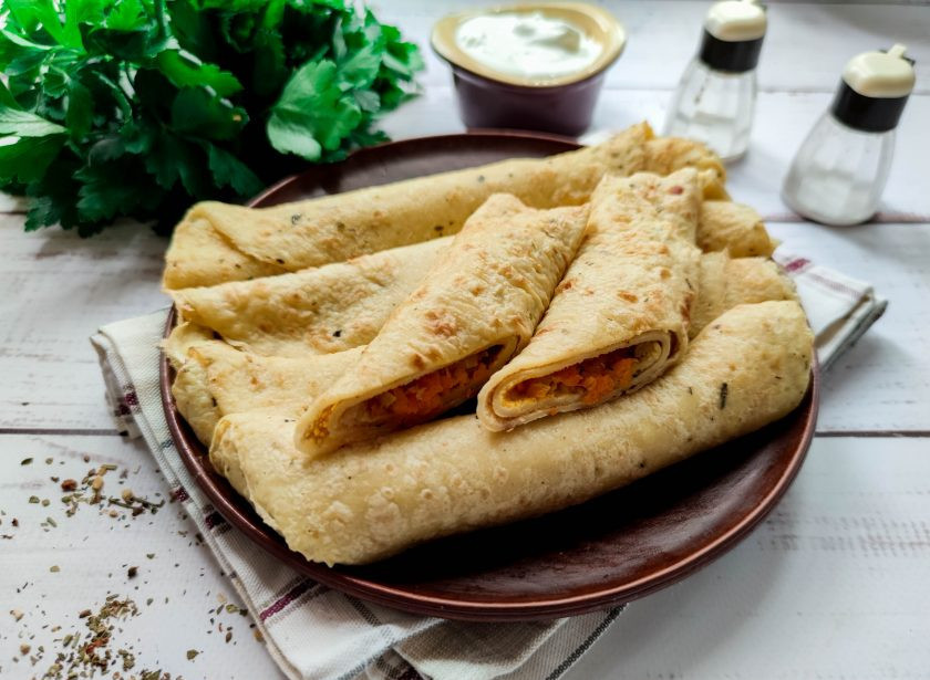 1. Этап. Блинчики с морковной начинкой: Блинчики с морковной начинкой готовы. Приятного аппетита!