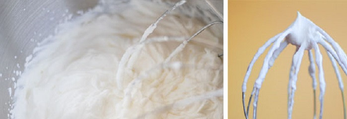 1. Этап. Мороженое из сливок: 1. Охлажденный сливки необходимо вылить в глубокую мисочку и взбить до очень плотных пиков. На венчике сливки должны оставаться и не стекать вниз.