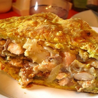 Пирог с лисичками и курицей