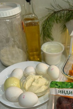 1. Этап. Печеночный рулет Две начинки: Подготовить продукты