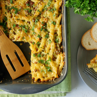 Запеканка из макарон и кабачков