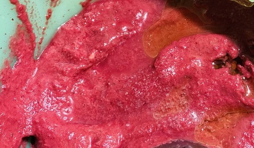 1. Этап. Свекольный соус с овощами: Перемешать, добавить оливковое масло, соль, сок лимона