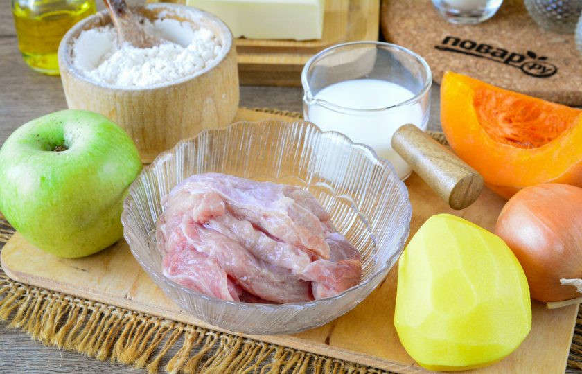 1. Этап. Гуляш по-мароккански: Подготовьте все ингредиенты для приготовления гуляша по-мароккански.