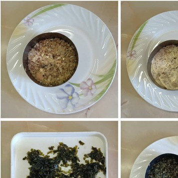 1. Этап. Салат с сардинами и свеклой: Выложить салат слоями: 1 слой - сардины, перемешанные с луком, сверху смазать майонезом, 2 слой - морская капуста, 3 слой - натертые яйца, сверху смазать майонезом, 4 слой - свекла, сверху смазать майонезом.