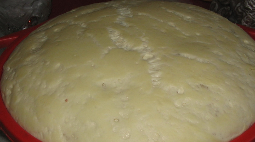 1. Этап. Тесто на беляши: 2. Муки можно добавить и больше, и меньше. Тесто должно получится мягче, чем на пельмени. Примерно час пусть тесто стоит при комнатной температуре. Дальше обминаем его и еще раз вымешиваем.