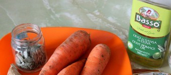 1. Этап. Суп-пюре Креси: Подготовьте необходимые ингредиенты.