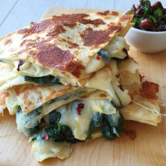 Cheesy Spinach-Artichoke Quesadillas