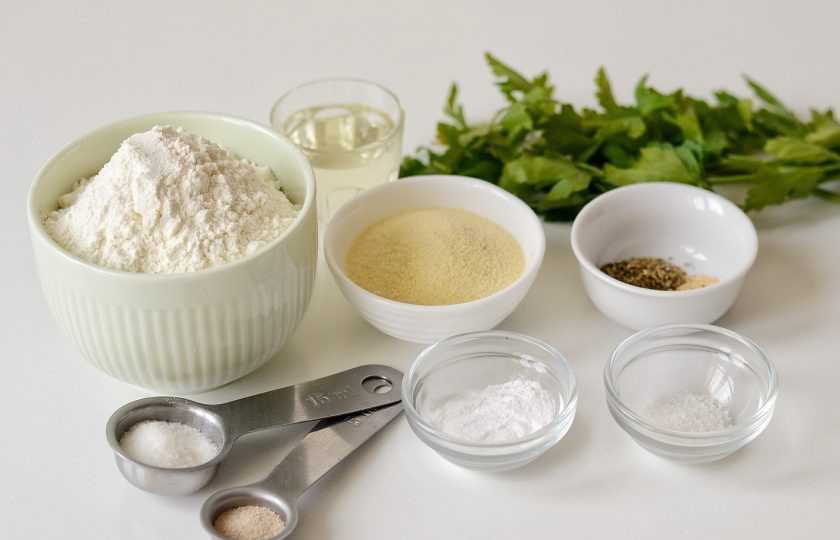 1. Этап. Хлеб с манкой: Подготовьте все ингредиенты.