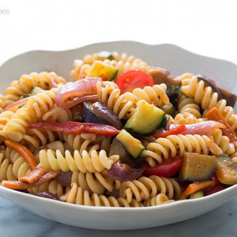 Weeknight Pasta with Zucchini, Eggplant, and Peppers
