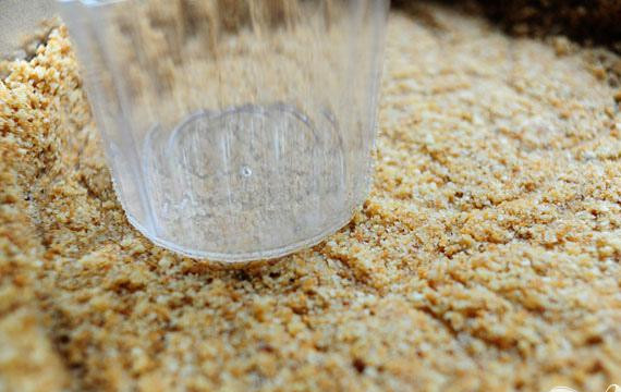 1. Этап. Ежевичный чизкейк: 2. Выложить смесь в форму для выпекания и равномерно распределить по дну и краям.