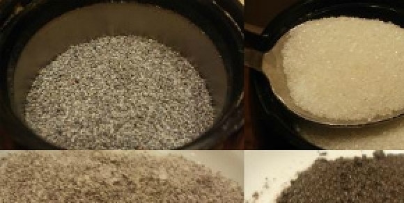 1. Этап. Рулеты из блинов с начинкой: Мак измельчим кофемолкой, добавим к нему полстакана воды и сахар и проварим на небольшом огне до полного испарения жидкости.