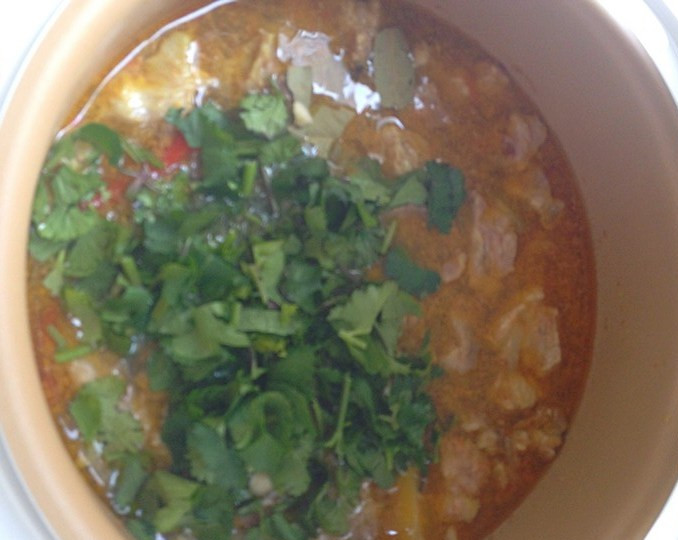 1. Этап. Харчо из курицы в мультиварке: Затем добавляем чеснок и зелень, тушим еще минут 15. После звукового сигнала наш харчо из курицы в мультиварке готов. Можно подавать и приятного аппетита!