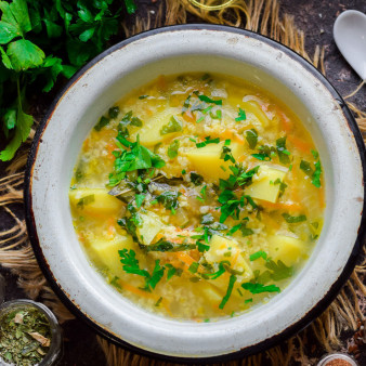 Постный суп с пшеном