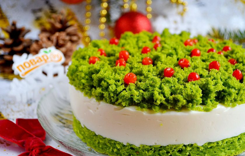 1. Этап. Новогодний торт Лесной мох: С Наступающим!