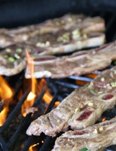 1. Этап. Маринованные свиные ребрышки на гриле: 4. Далее дело за малым - подготовить гриль и как следует его разогреть. Выложить ребрышки.