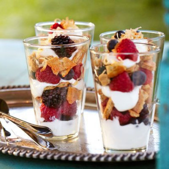 Mixed Summer Berry and Yogurt Parfaits with Toasted Coconut
