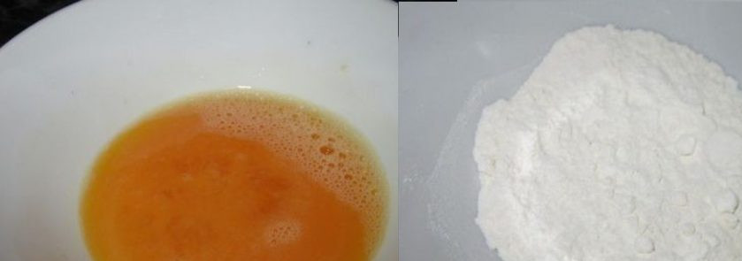 1. Этап. Мозги говяжьи жареные: В одной тарелке взбейте яйцо и подсолите, в другую насыпьте муку.