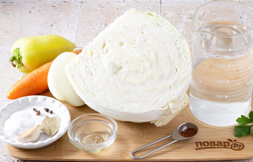 1. Этап. Капуста пряная: Подготовьте все ингредиенты.