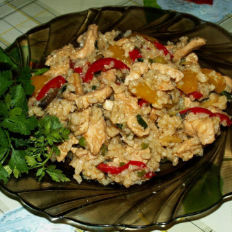 Рис с грибами и овощами