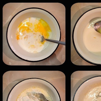 1. Этап. Суп с клецками на курином бульоне: Приготовить клецки: в глубокой миске аккуратно взбить яйцо, посолить и смешать с молоком, сюда же вбить растопленное сливочное масло. Постепенно добавлять муку, при этом вымешивать тесто и избавляться от комочков.