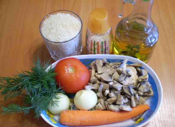 1. Этап. Овощной плов с грибами: 1. Приготовим продукты для плова.