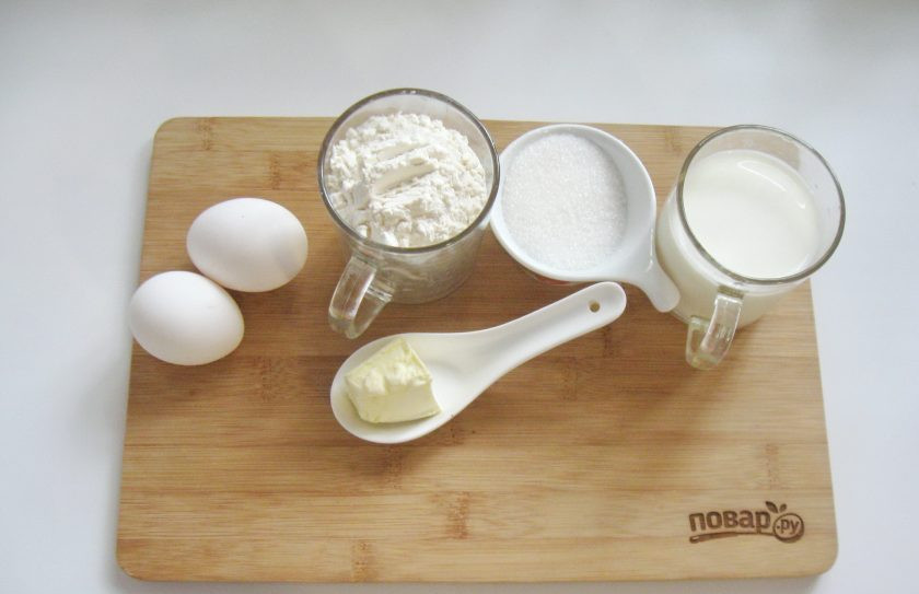 1. Этап. Бостонский кремовый пирог: Подготовьте ингредиенты для приготовления торта.
