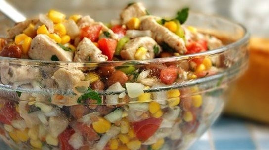 1. Этап. Салат без майонеза Пальчики оближешь: Перемешайте все ингредиенты, и заправьте их. Салат готов! Приятного аппетита!