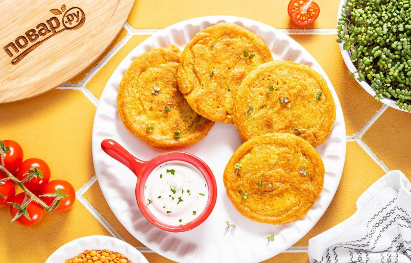 1. Этап. Оладьи из красной чечевицы: Оладьи из красной чечевицы готовы, приятного вам аппетита!