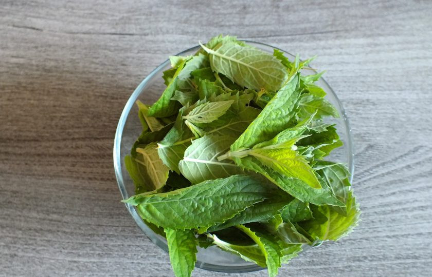 1. Этап. Лимонный кекс с мятой: Мяту вымойте, с веточек снимите листочки.